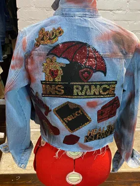 Insurance Cropped Denim PATCHWORK JACKET