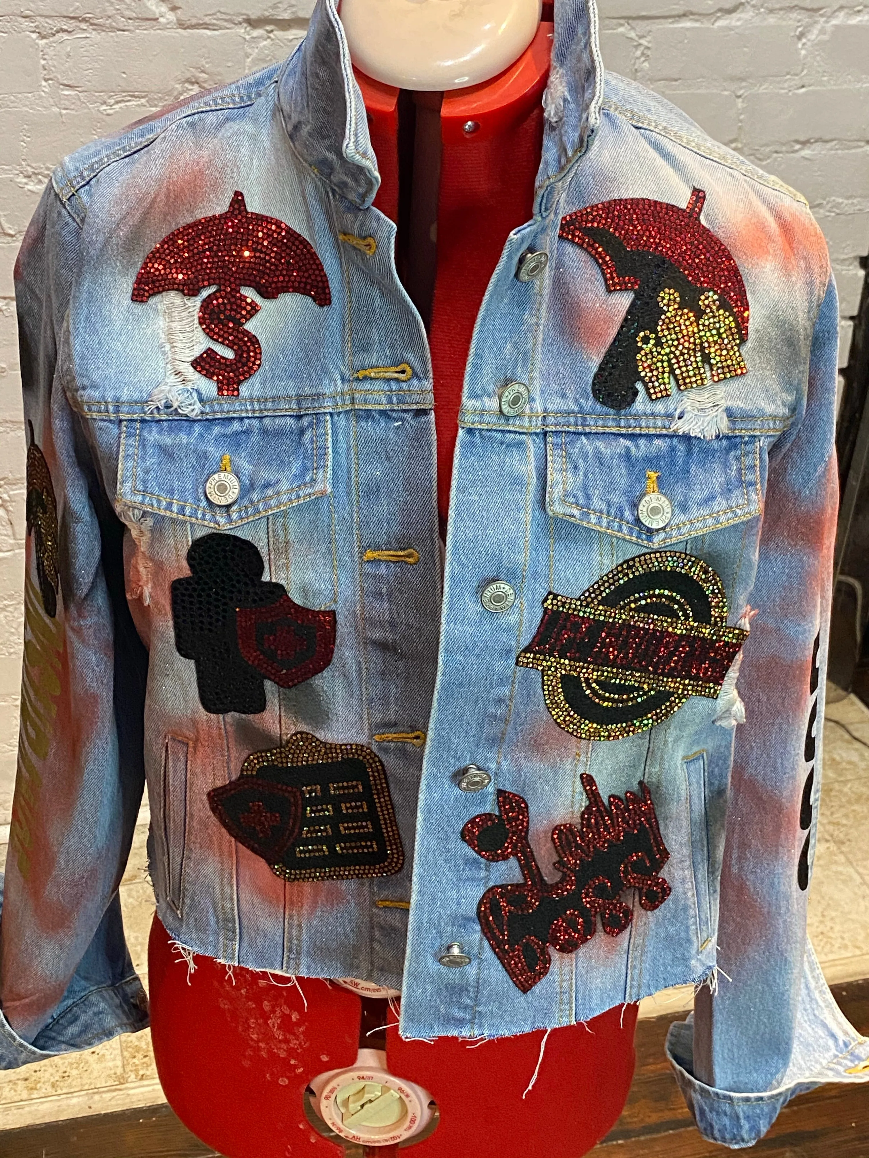 Insurance Cropped Denim PATCHWORK JACKET