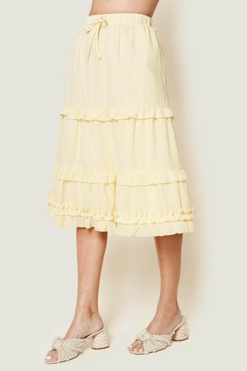 Las Casitas Seersucker Midi Skirt