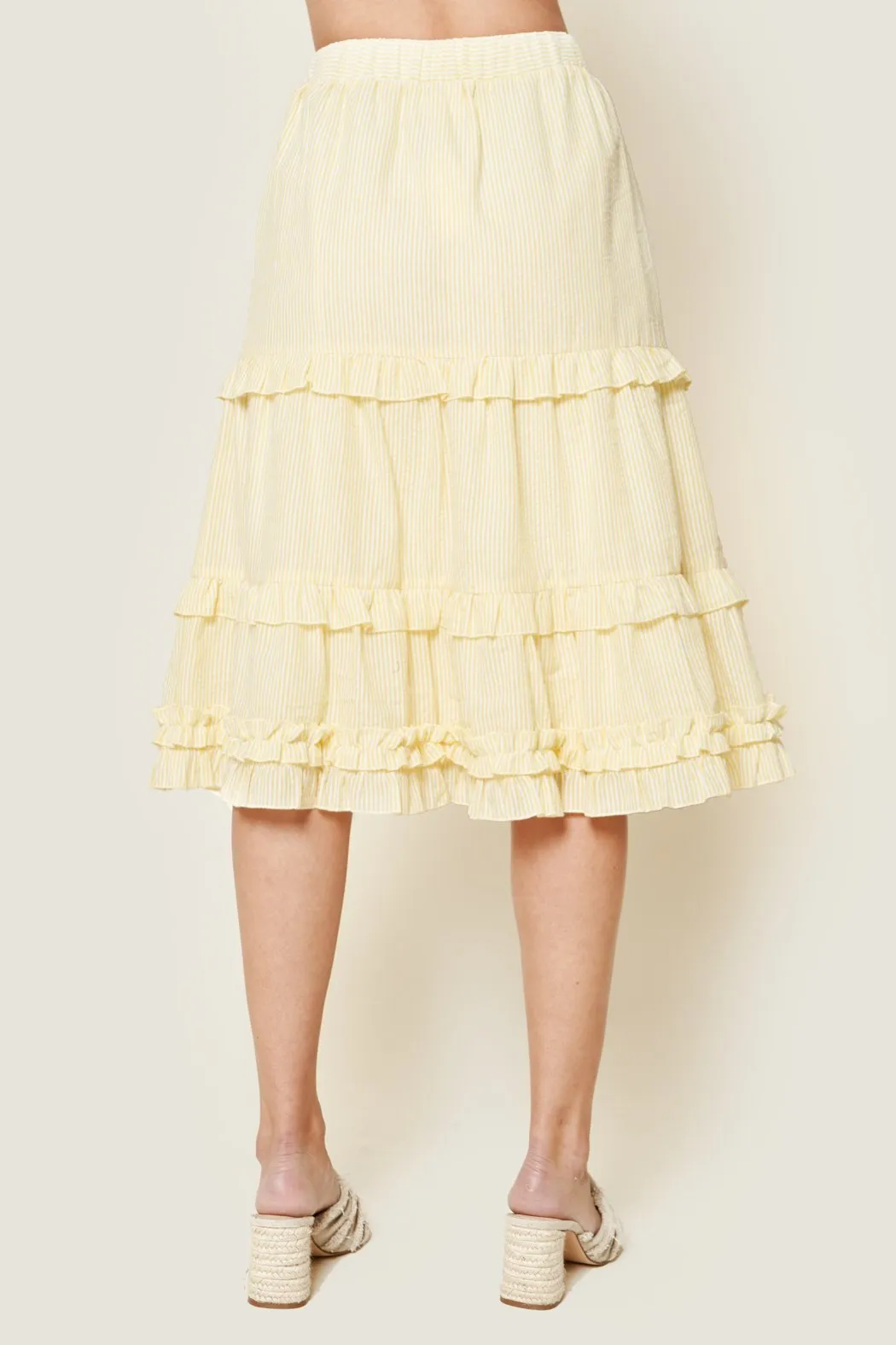 Las Casitas Seersucker Midi Skirt