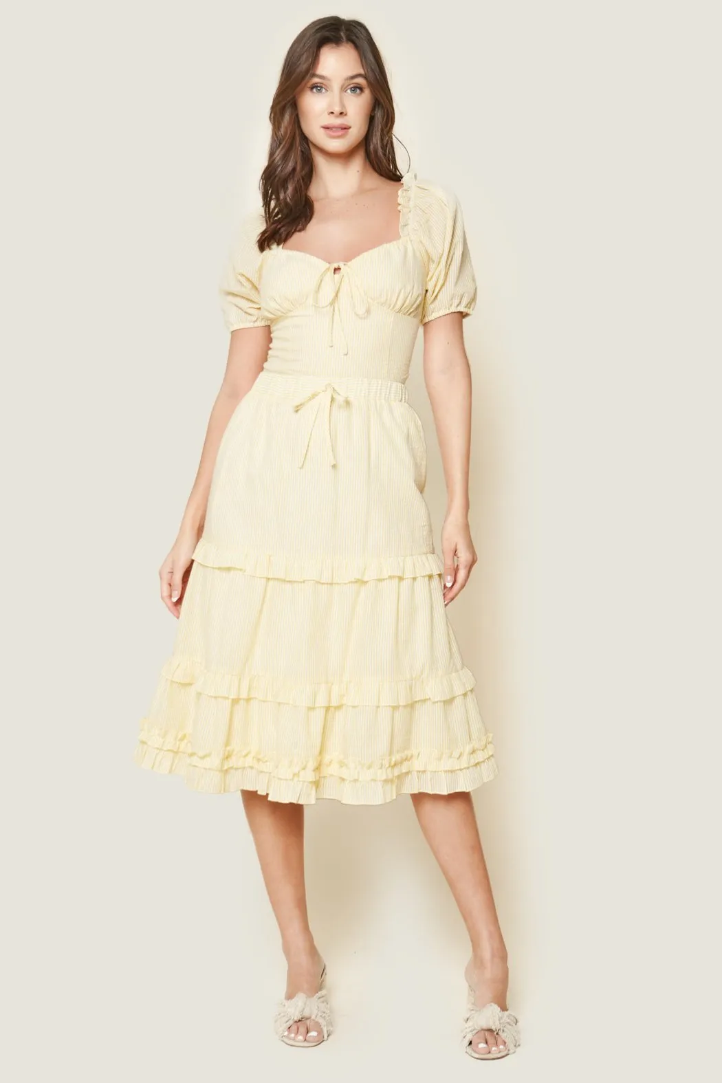 Las Casitas Seersucker Midi Skirt