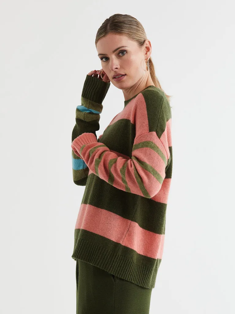 LD Co - Lambswool Stripe Crew - Olive