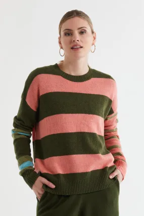 LD Co - Lambswool Stripe Crew - Olive
