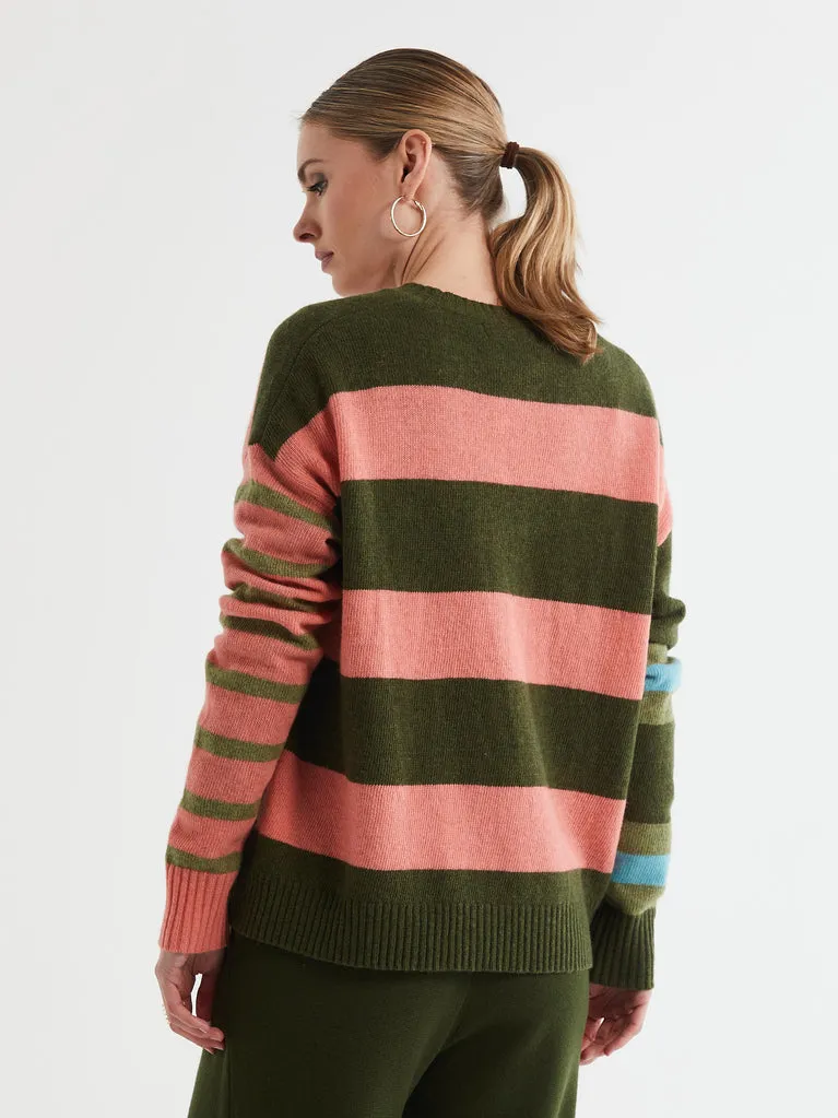 LD Co - Lambswool Stripe Crew - Olive