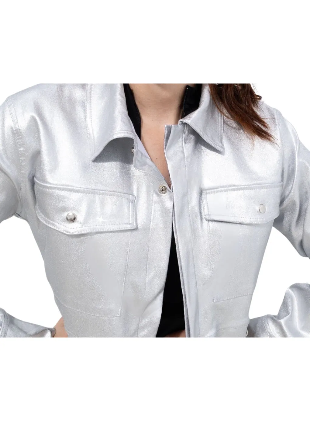Leather Look Cropped Jacket