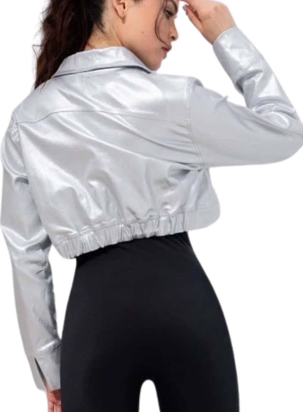 Leather Look Cropped Jacket