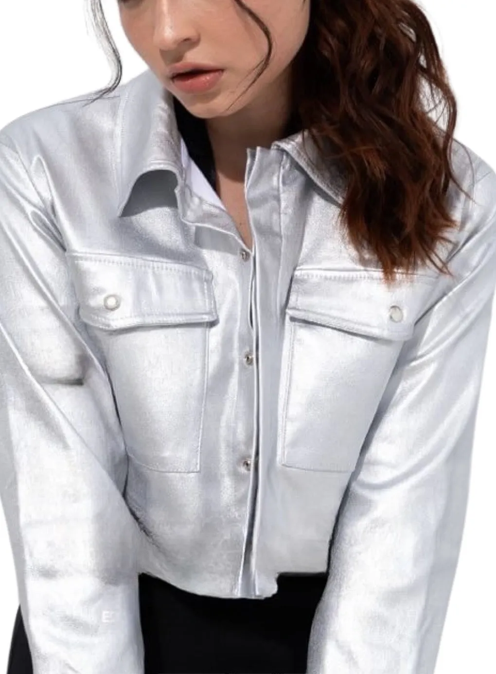 Leather Look Cropped Jacket
