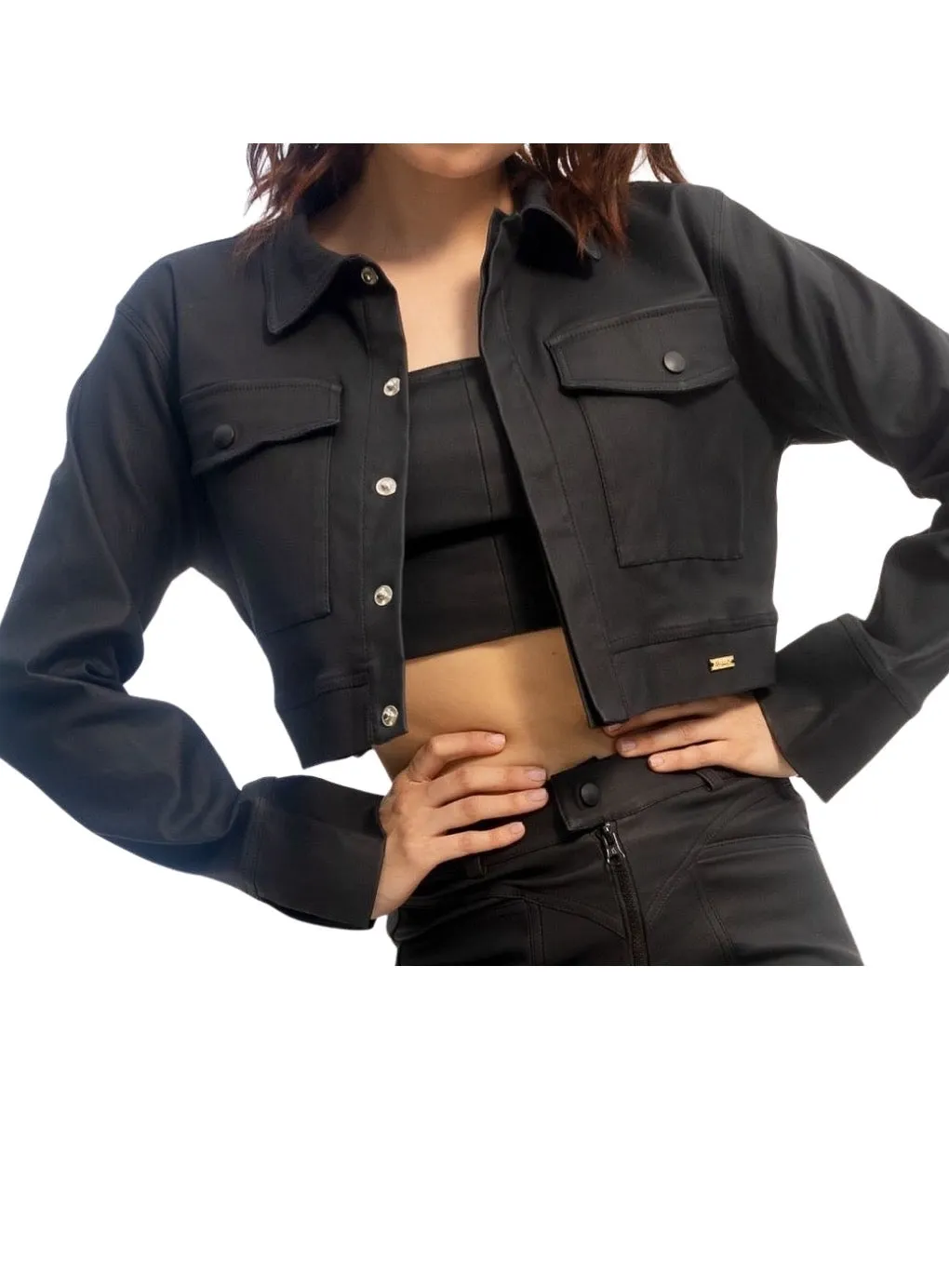 Leather Look Cropped Jacket