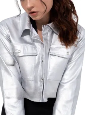 Leather Look Cropped Jacket