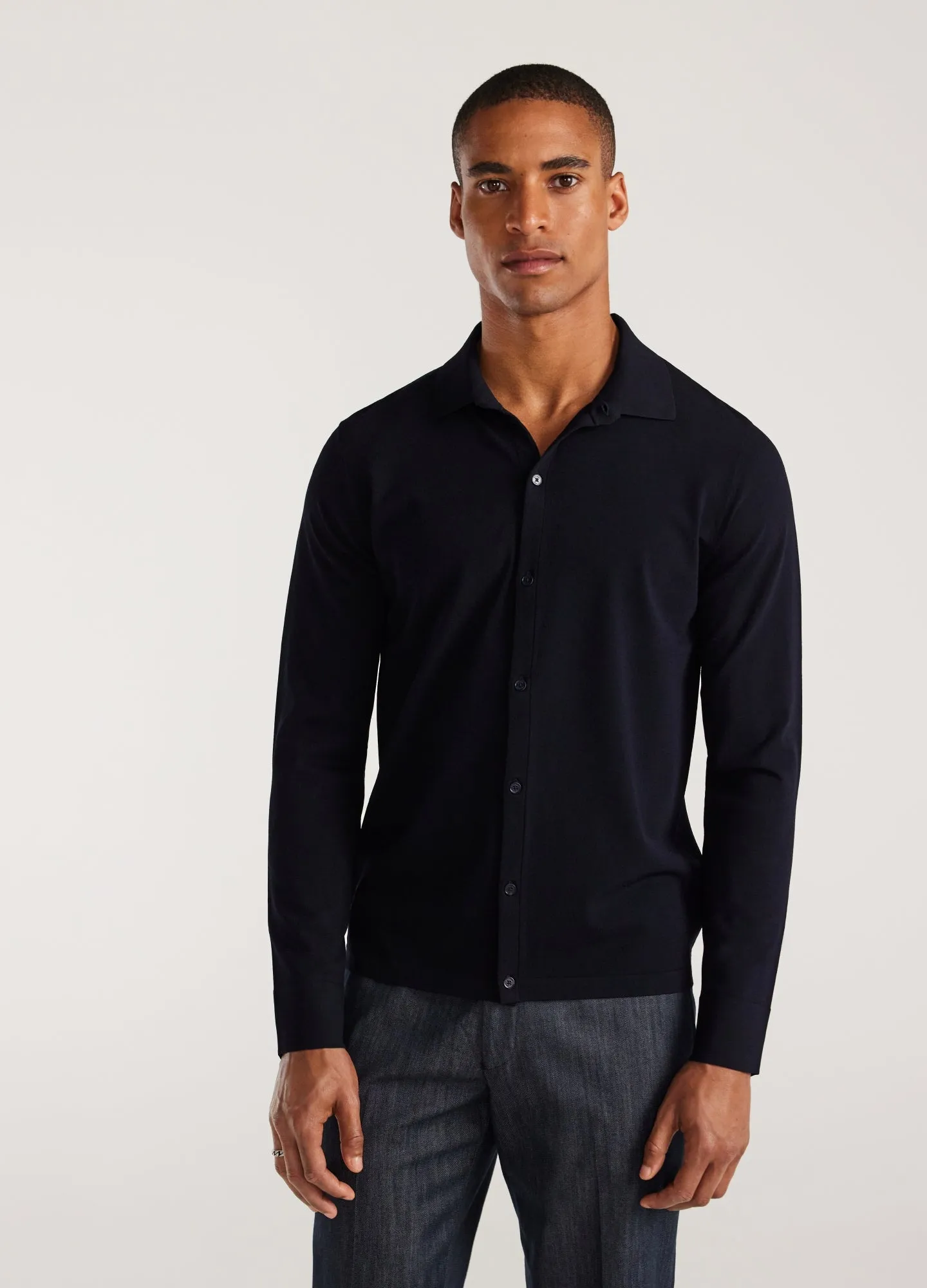 Long Sleeve Tech Knit Shirt Navy