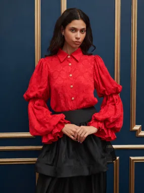 <b>DREAM</b> Court Rose Jacquard Blouse