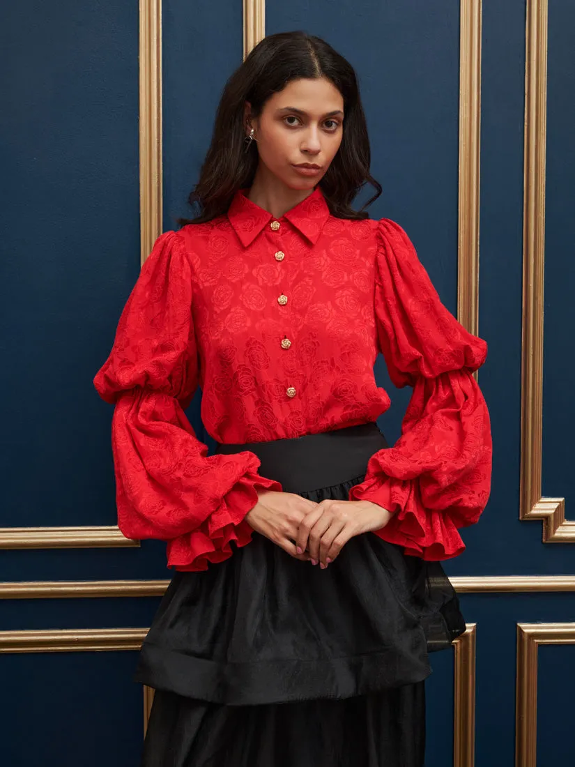 <b>DREAM</b> Court Rose Jacquard Blouse