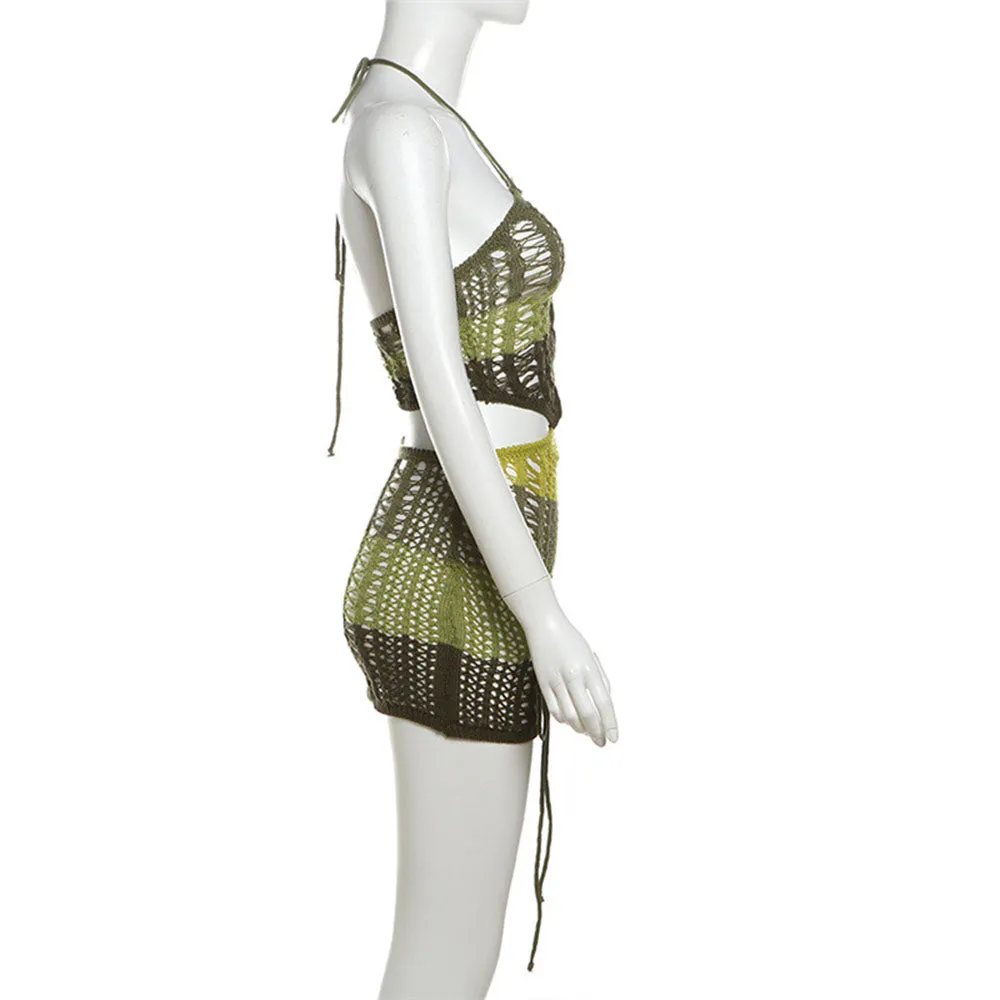 MALYBGG Sexy Cutout Backless Knit Dress Halter Suit 2449620LY