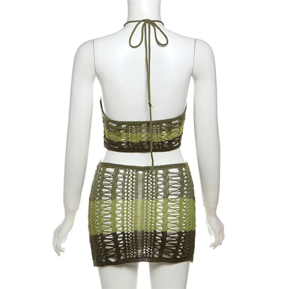MALYBGG Sexy Cutout Backless Knit Dress Halter Suit 2449620LY