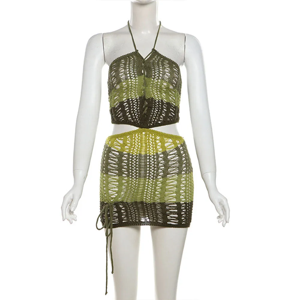 MALYBGG Sexy Cutout Backless Knit Dress Halter Suit 2449620LY