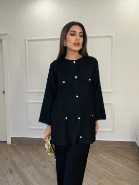 Manahils - Black Button Co-Ord Set