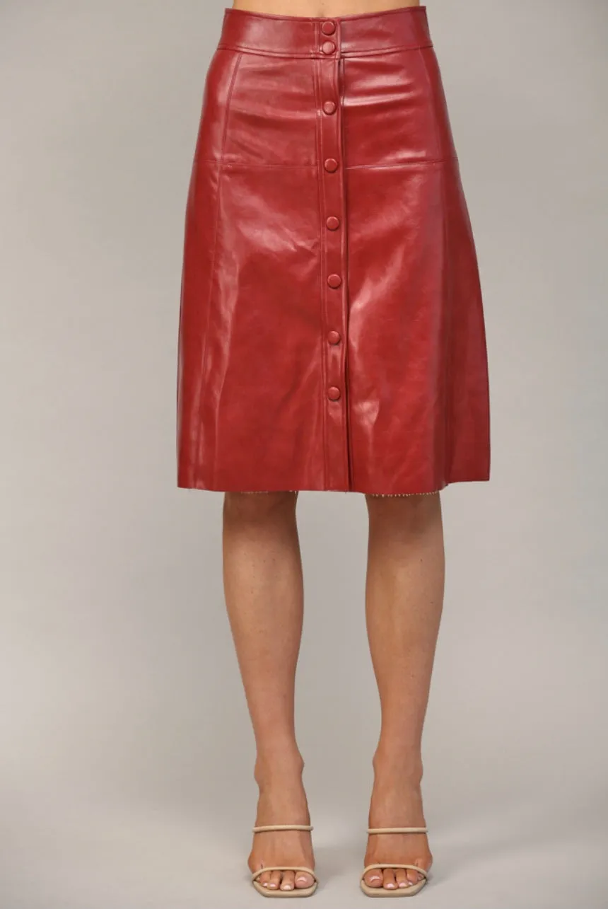 Maxwell Faux Leather Midi Skirt