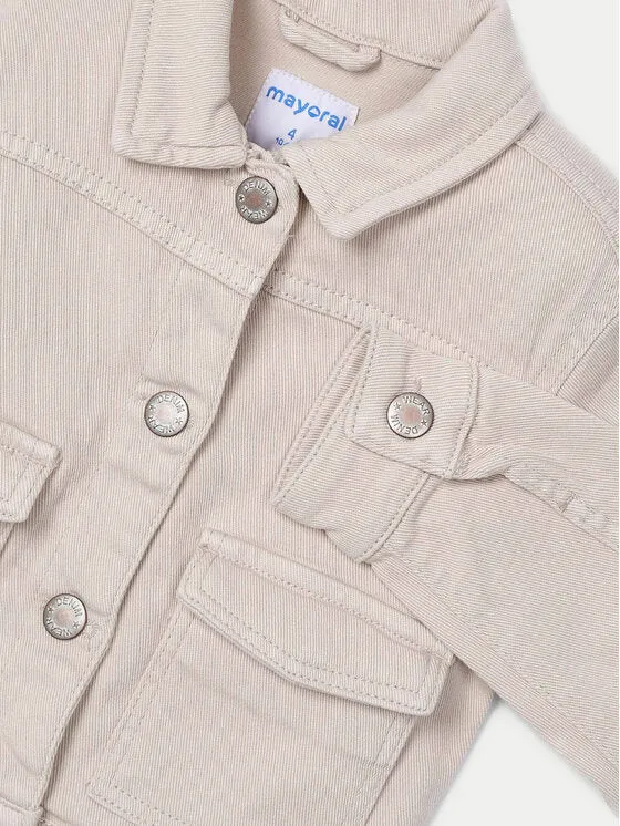 Mayoral Cropped Twill Jacket in Natural: Size 2 to 8