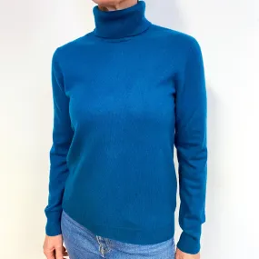 Orvis Dark Teal Cashmere Polo Neck Jumper Medium
