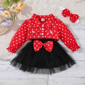 Party Dress 3-Piece Set Cotton Jacket, Mesh Cami & Headband