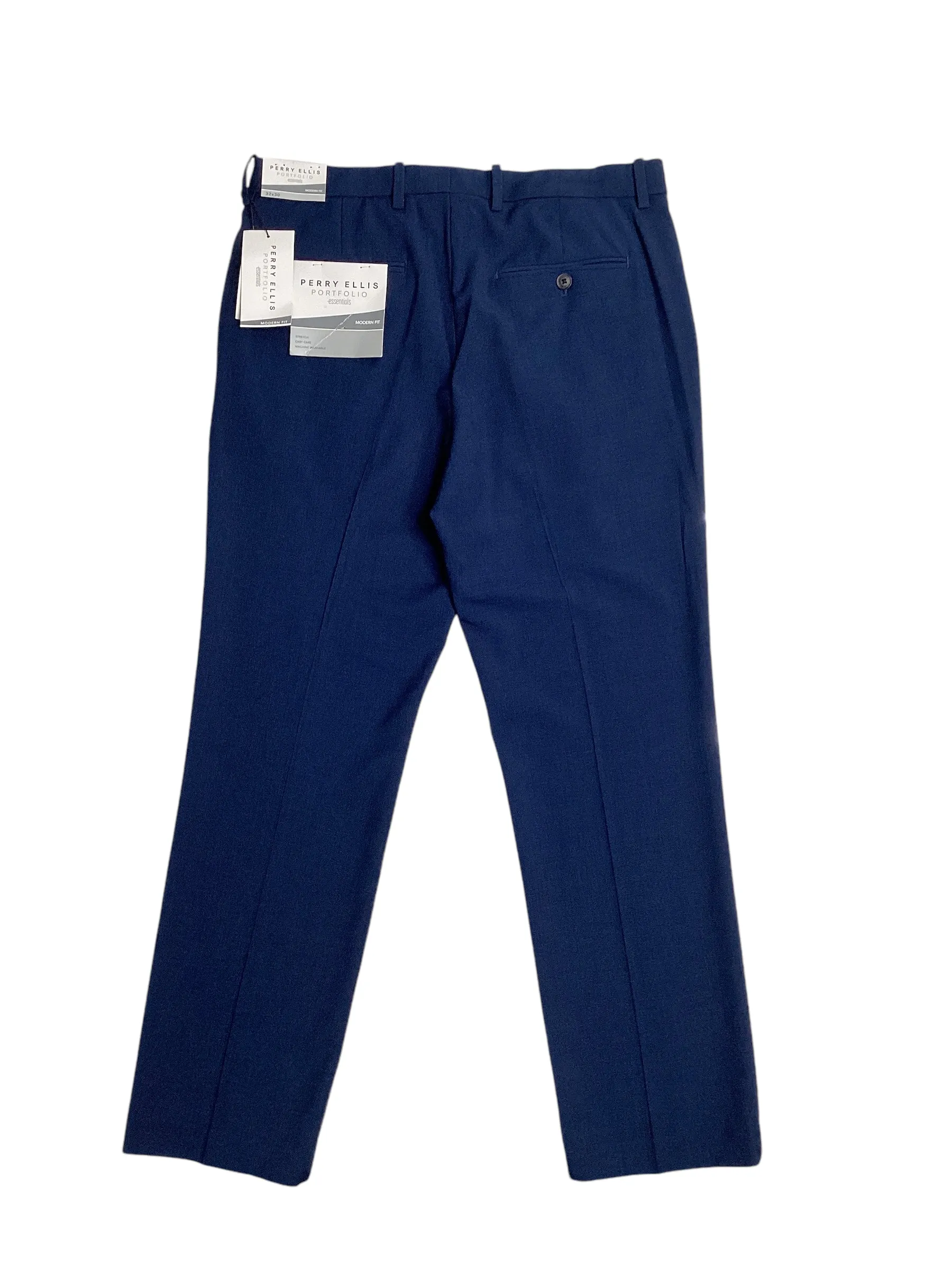 Perry Ellis Mens Modern fit Dress Pants 40 / 30 Blue Solid Stretch