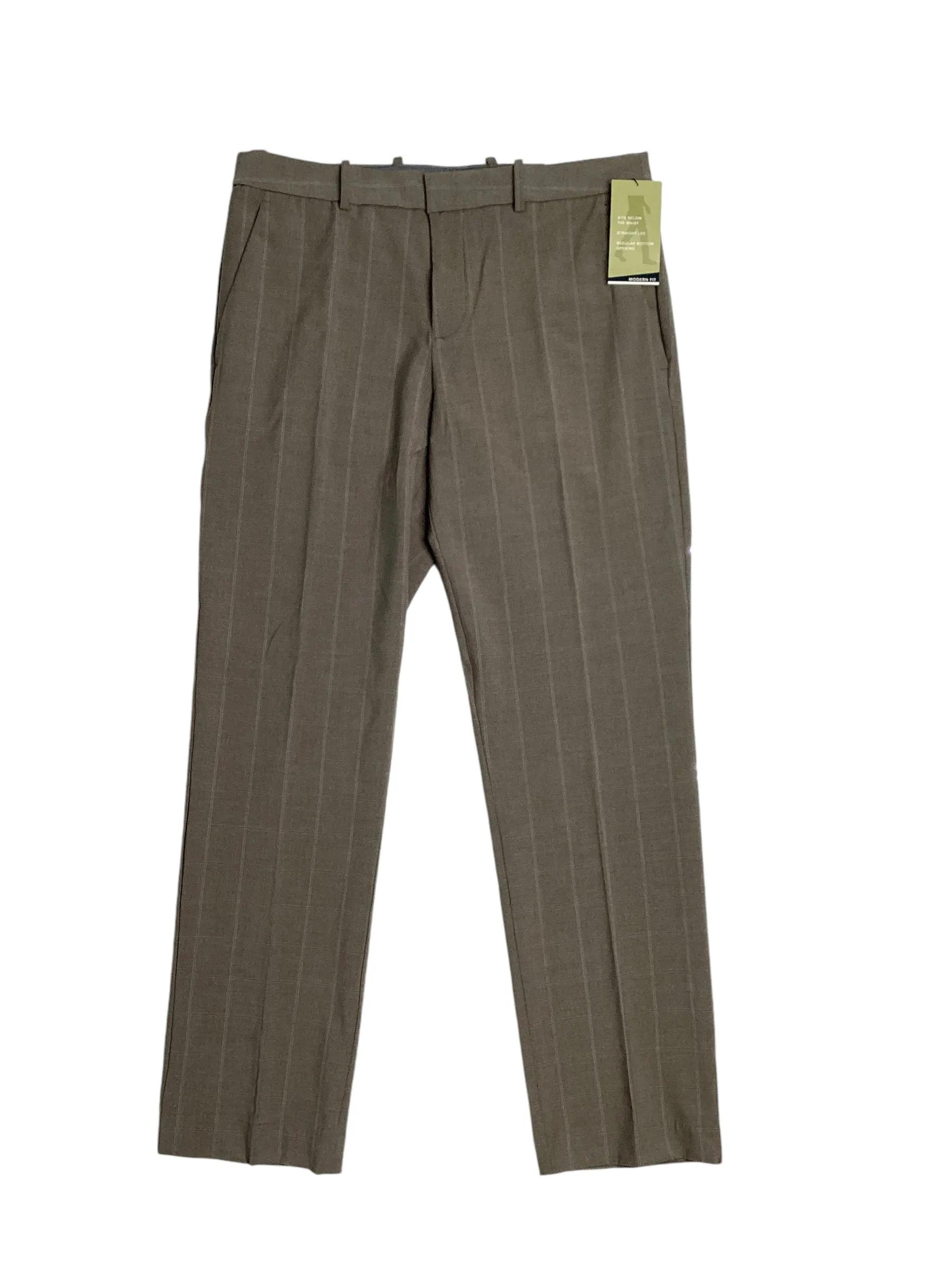 Perry Ellis Portfolio Mens Modern fit Dress Pants 36 / 34 Beige Plaid Stretch
