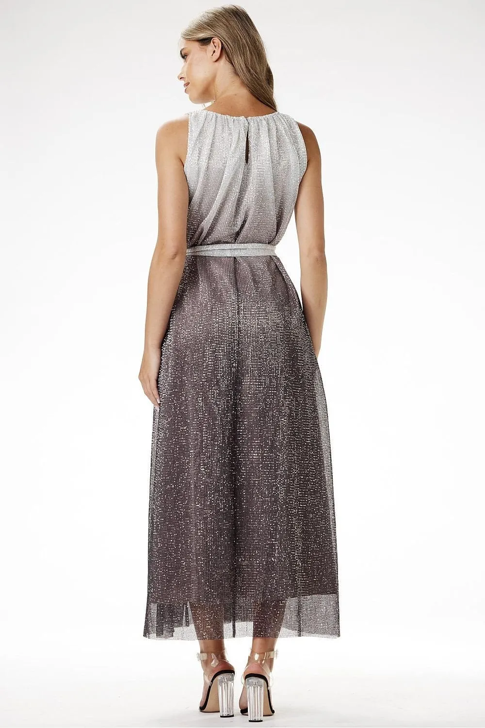 Phenomenal sequin knit ombre effect evening dress