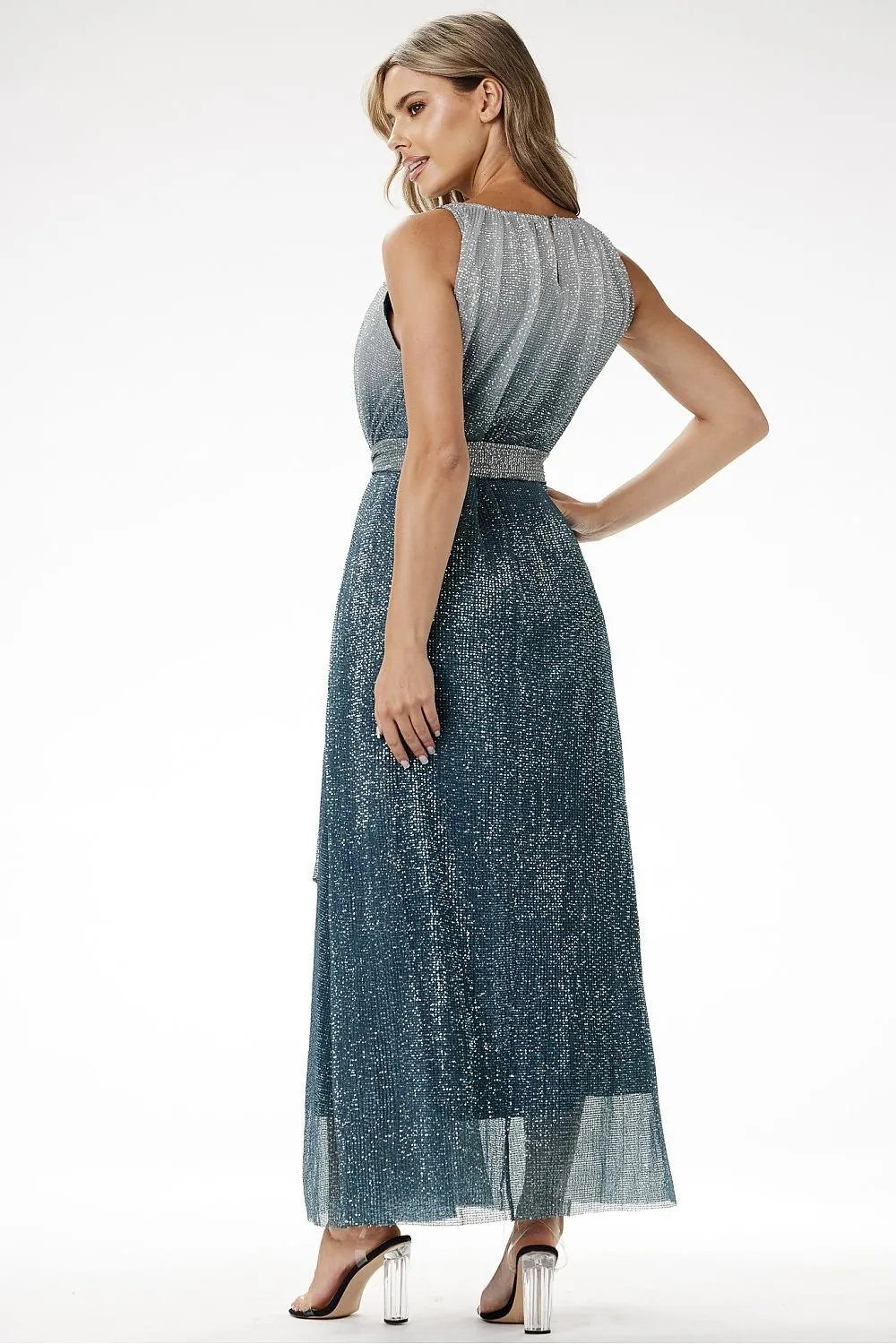 Phenomenal sequin knit ombre effect evening dress