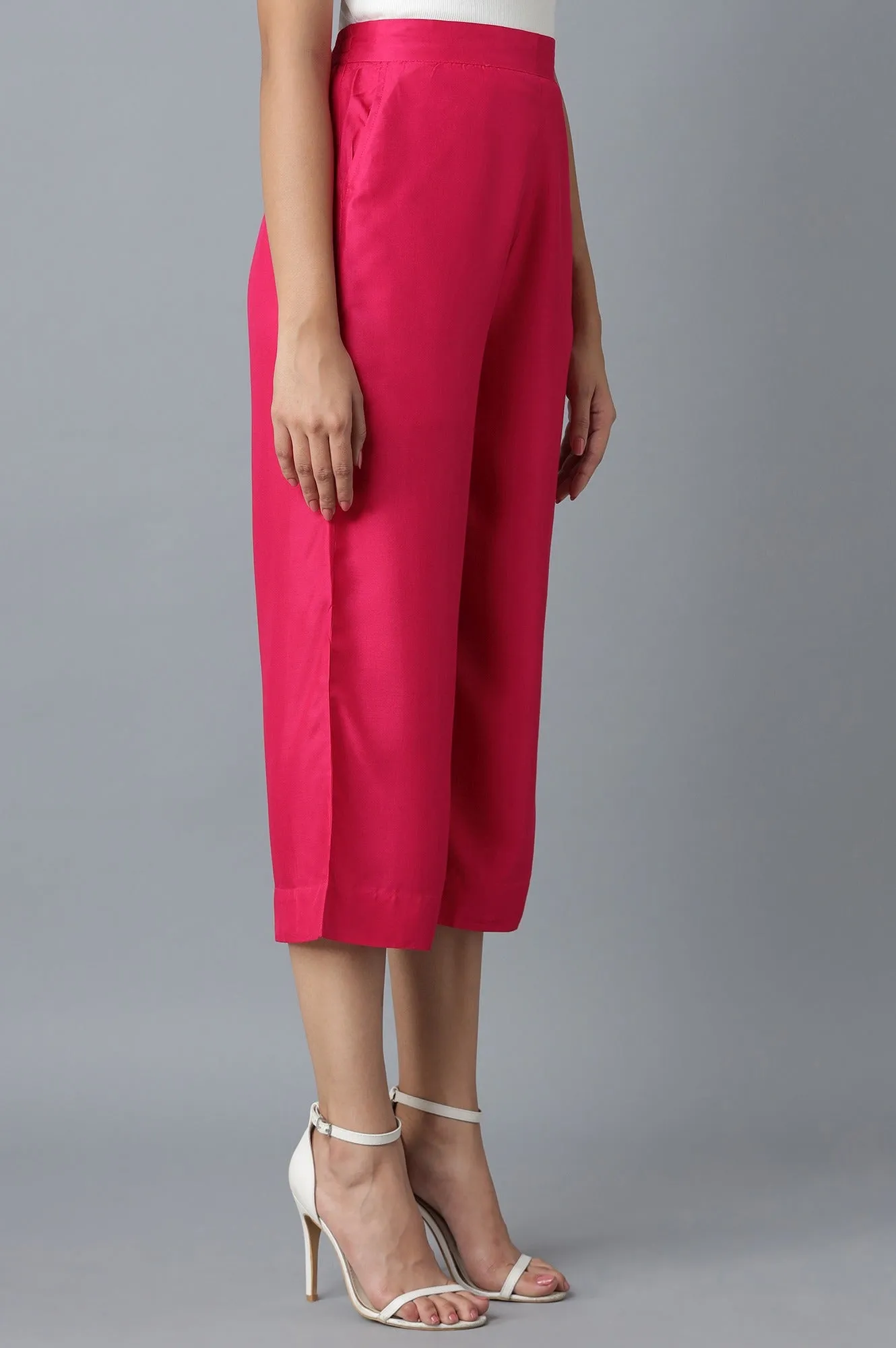 Pink Calf Length Culottes