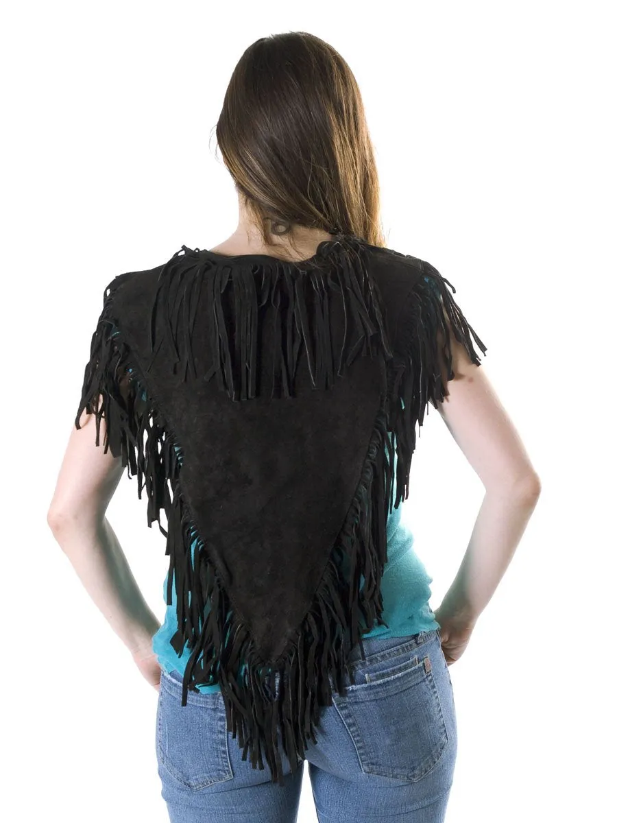 Poncho Indian Western Fringe Beaded  Leather 147
