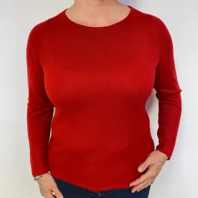 Post Box Red Cashmere Crew Neck Jumper Large