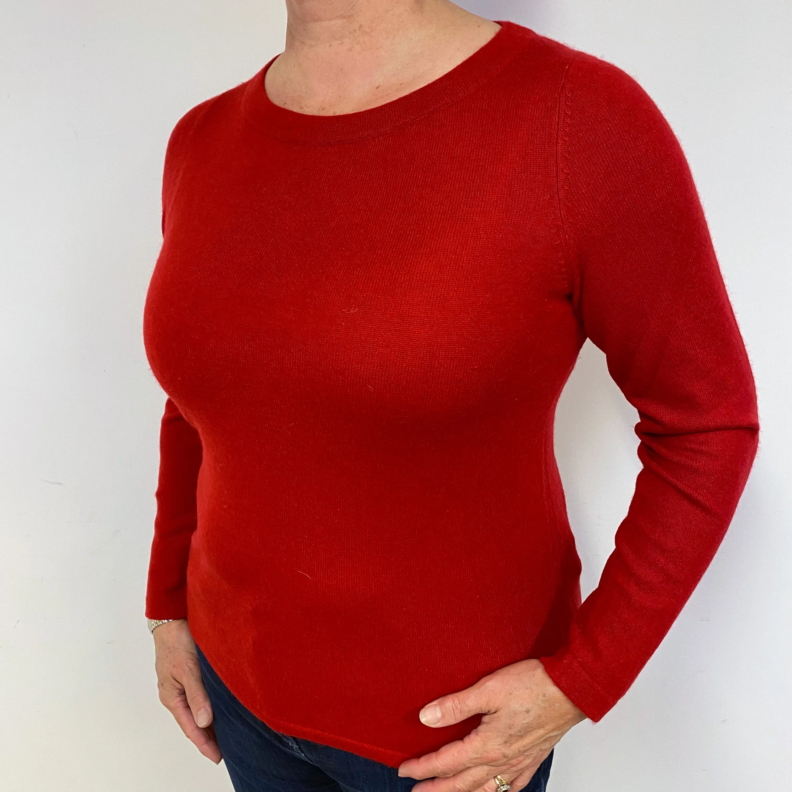 Post Box Red Cashmere Crew Neck Jumper Large