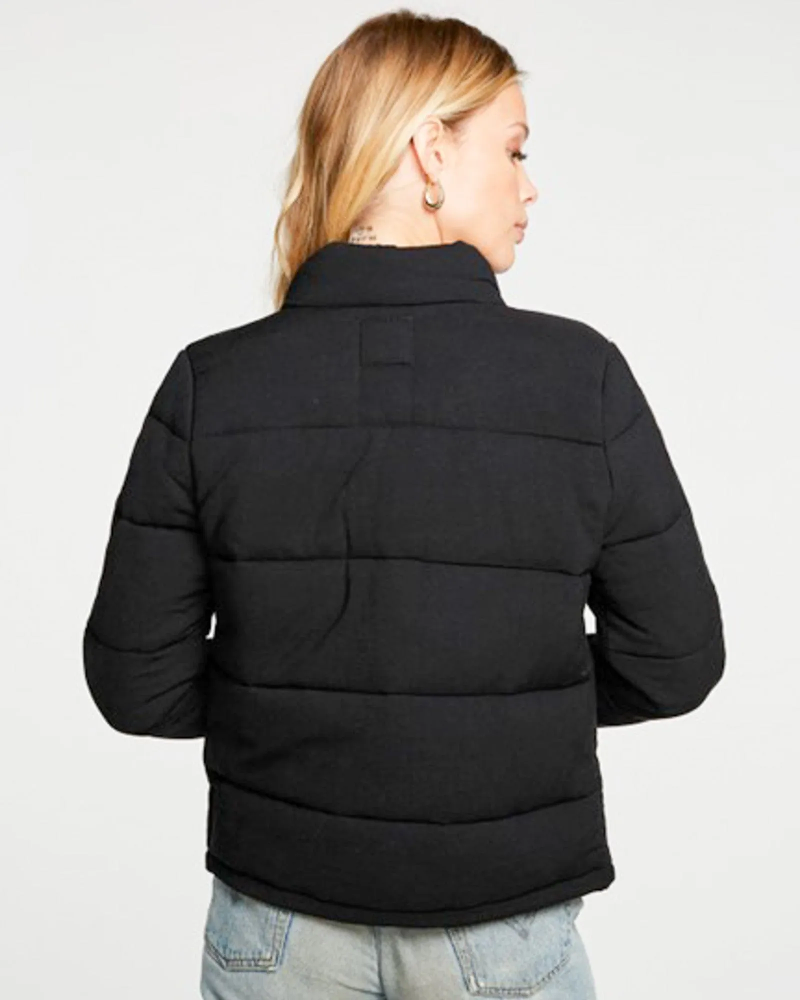 "Heirloom Wovens Quilted Cropped Mock Neck Puffer Jacket"