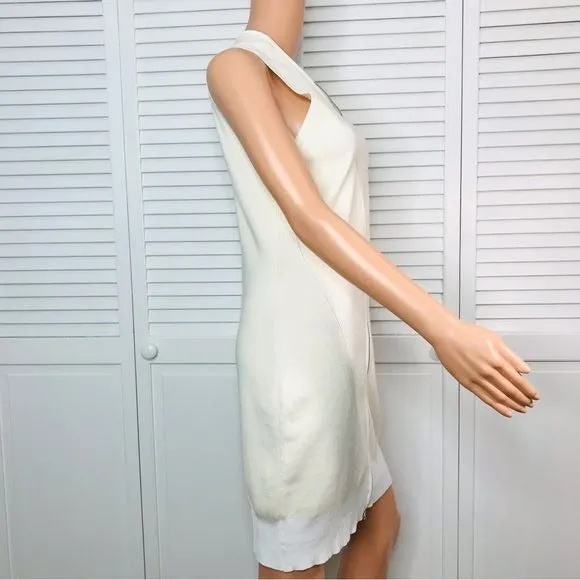 RAG & BONE Vivienne Ribbed Ivory Zip Dress Size L