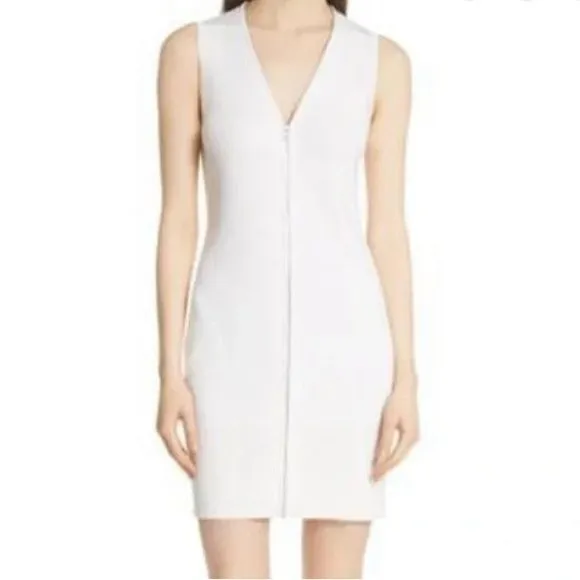 RAG & BONE Vivienne Ribbed Ivory Zip Dress Size L