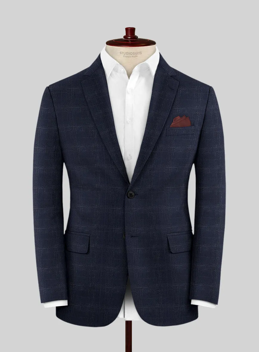 Reda Xime Blue Checks Wool Jacket