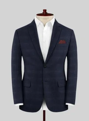 Reda Xime Blue Checks Wool Jacket