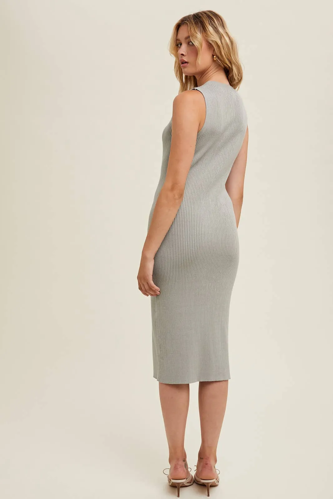RIBBED KNIT MIDI DRESS