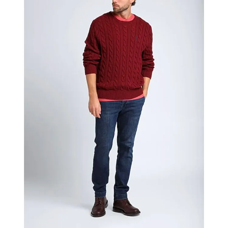 RL Cable Knit Cotton Sweater Maroon