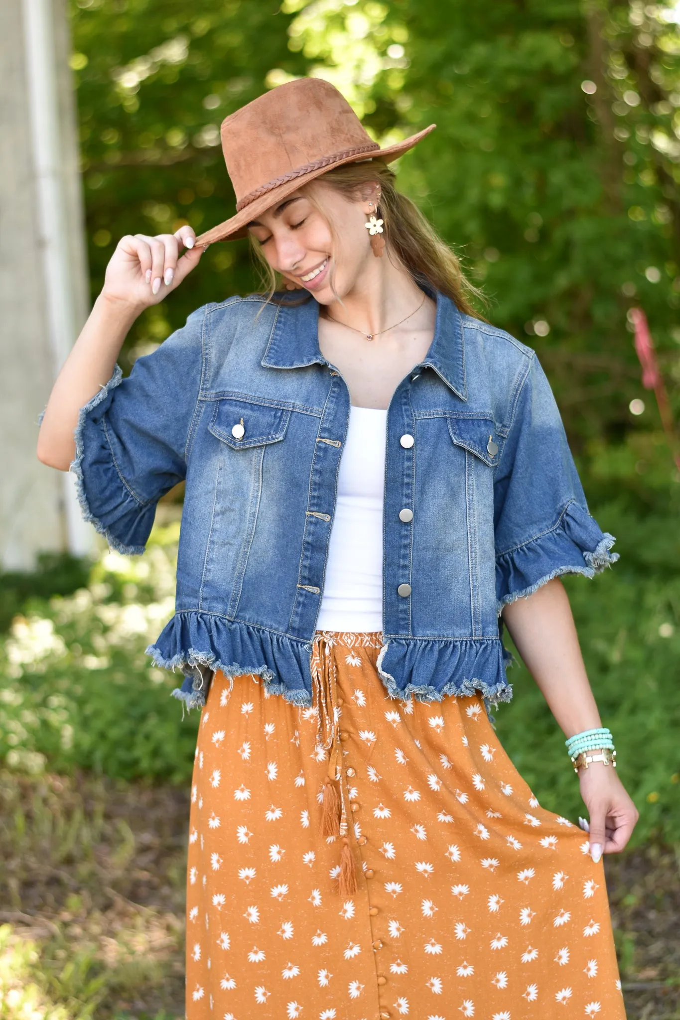 Ruffle Denim Jacket