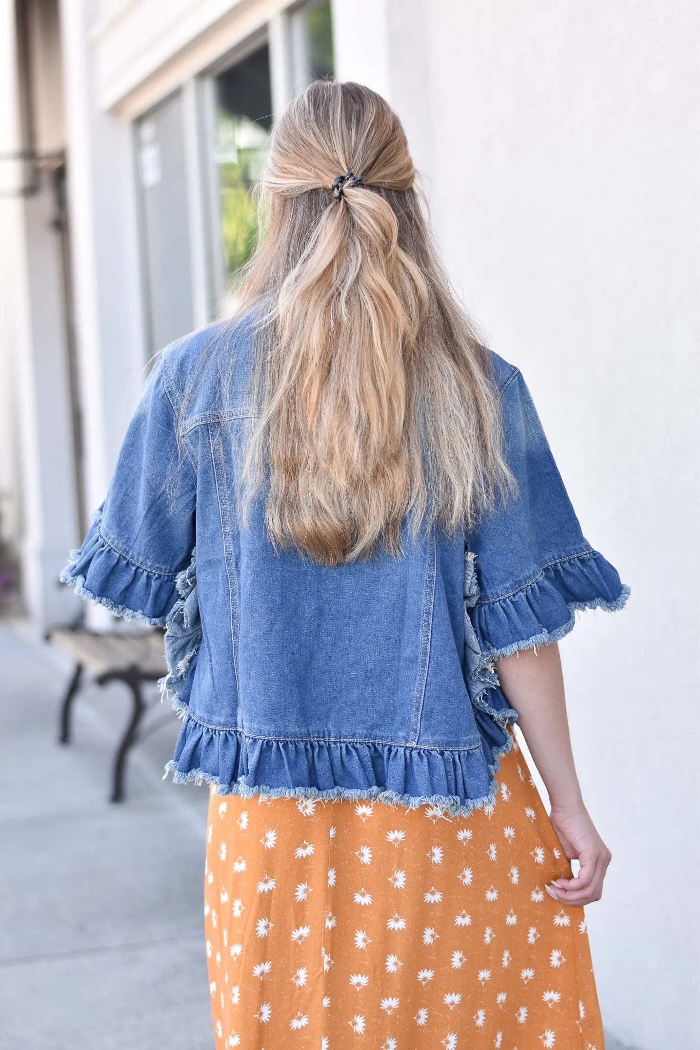 Ruffle Denim Jacket
