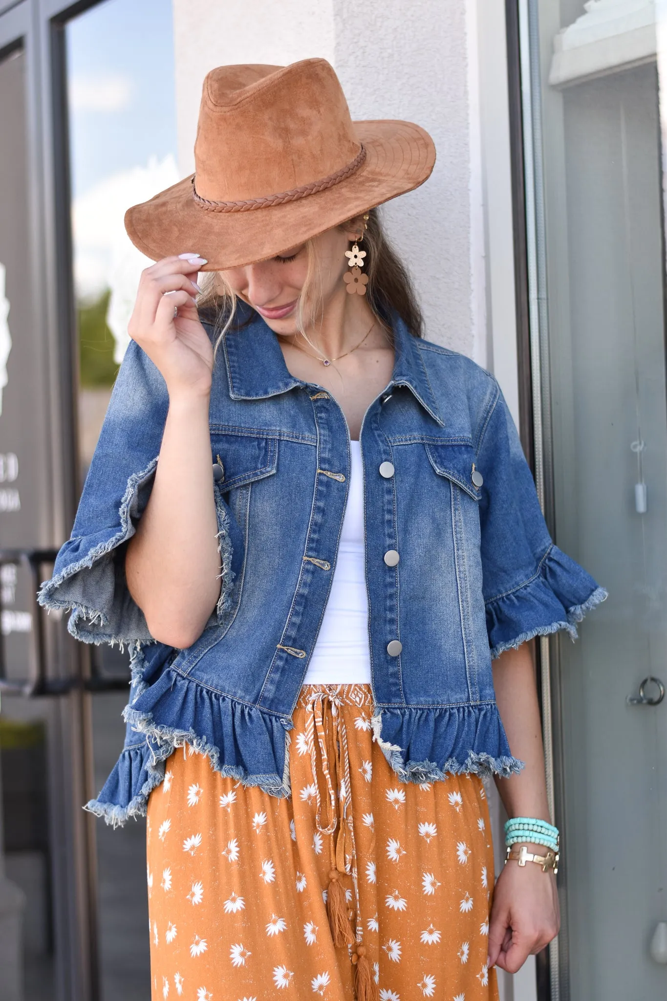 Ruffle Denim Jacket
