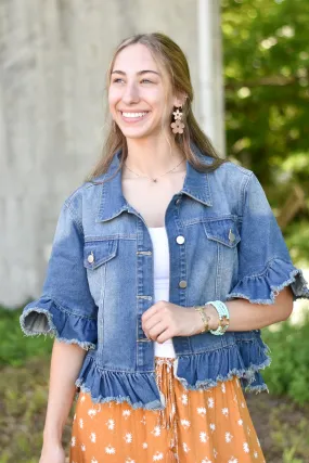 Ruffle Denim Jacket