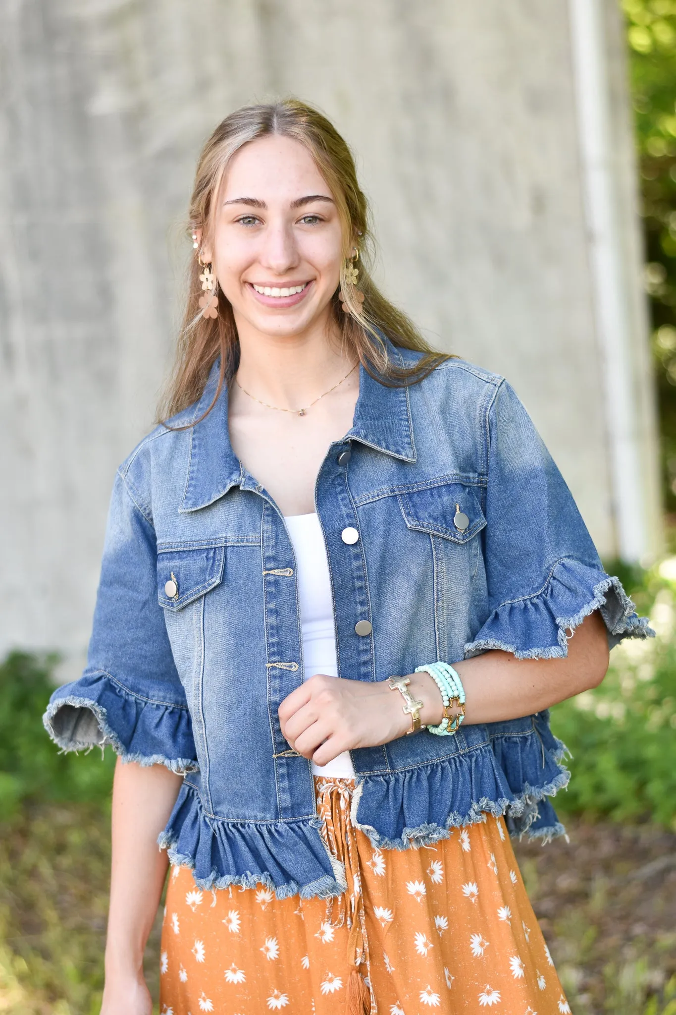 Ruffle Denim Jacket
