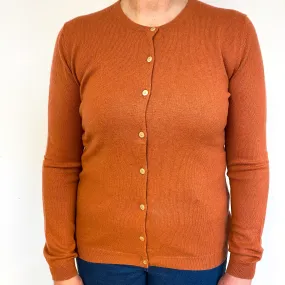 Rust Orange Cashmere Crew Neck Cardigan Large