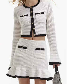 Self-Portrait | White Crochet Cardigan