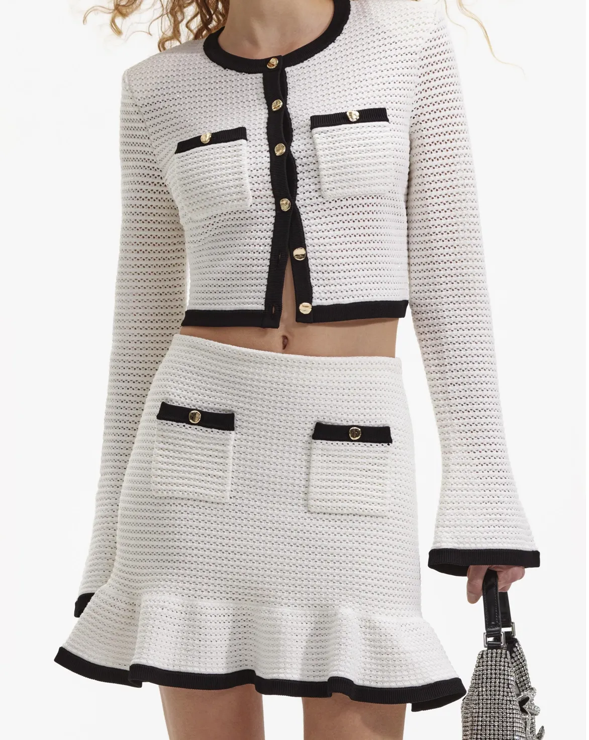 Self-Portrait | White Crochet Cardigan