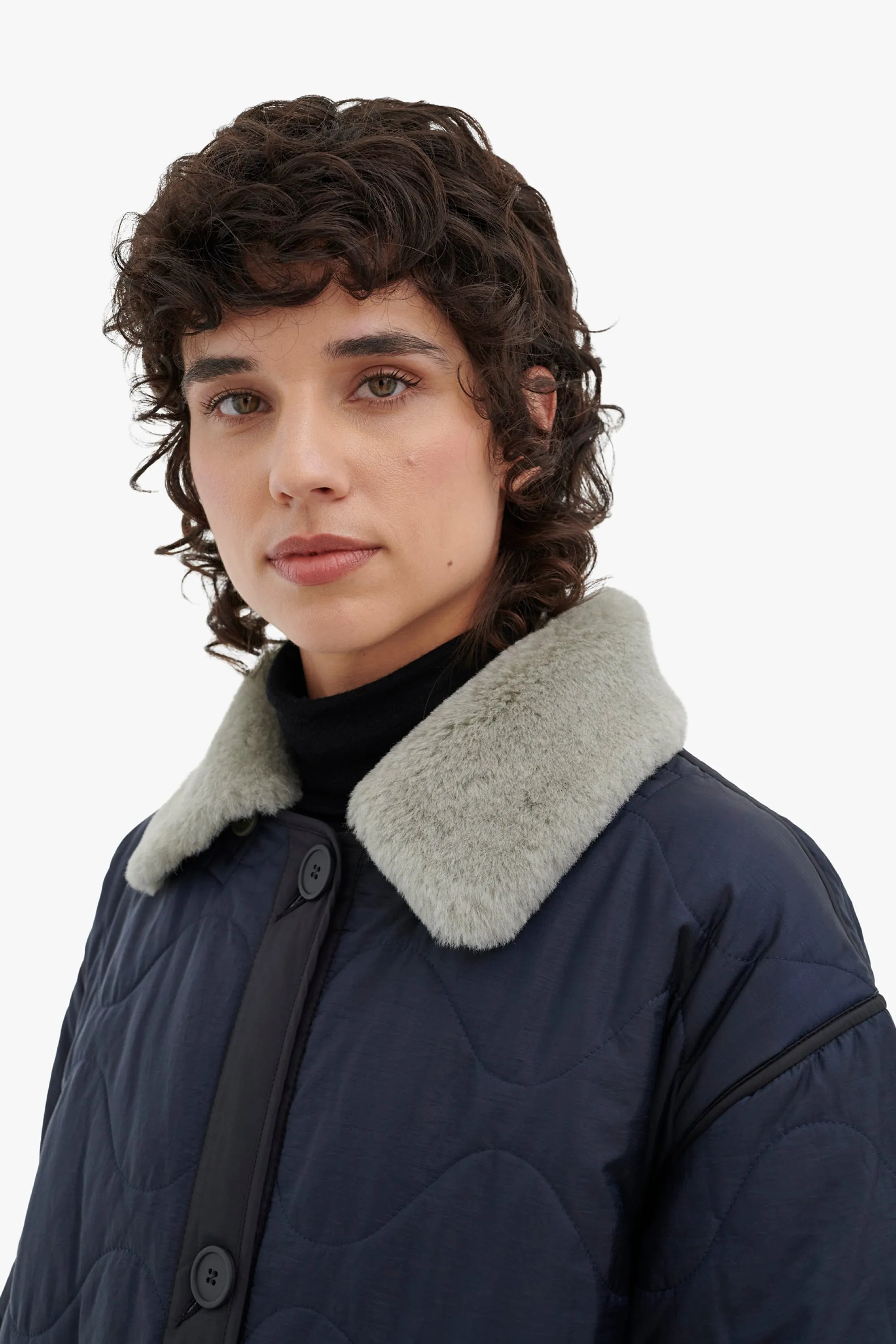 Shearling Collar - Pale Jade Short Hair