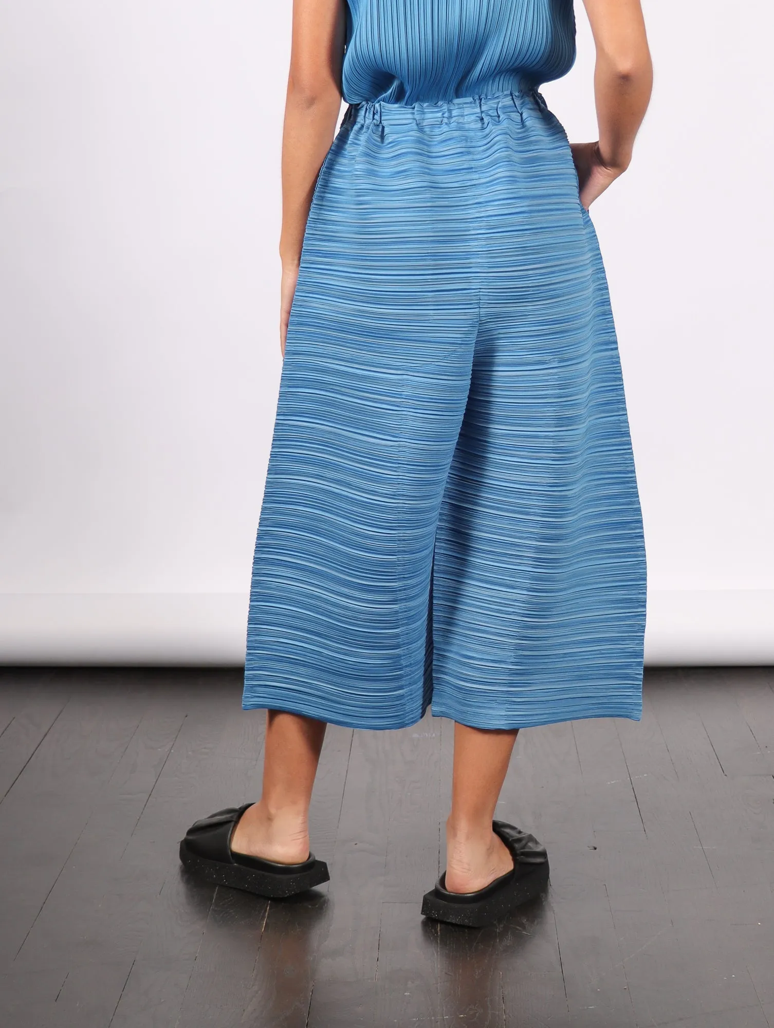 Sheer Bounce Pants in Blue Salt by Pleats Please Issey Miyake