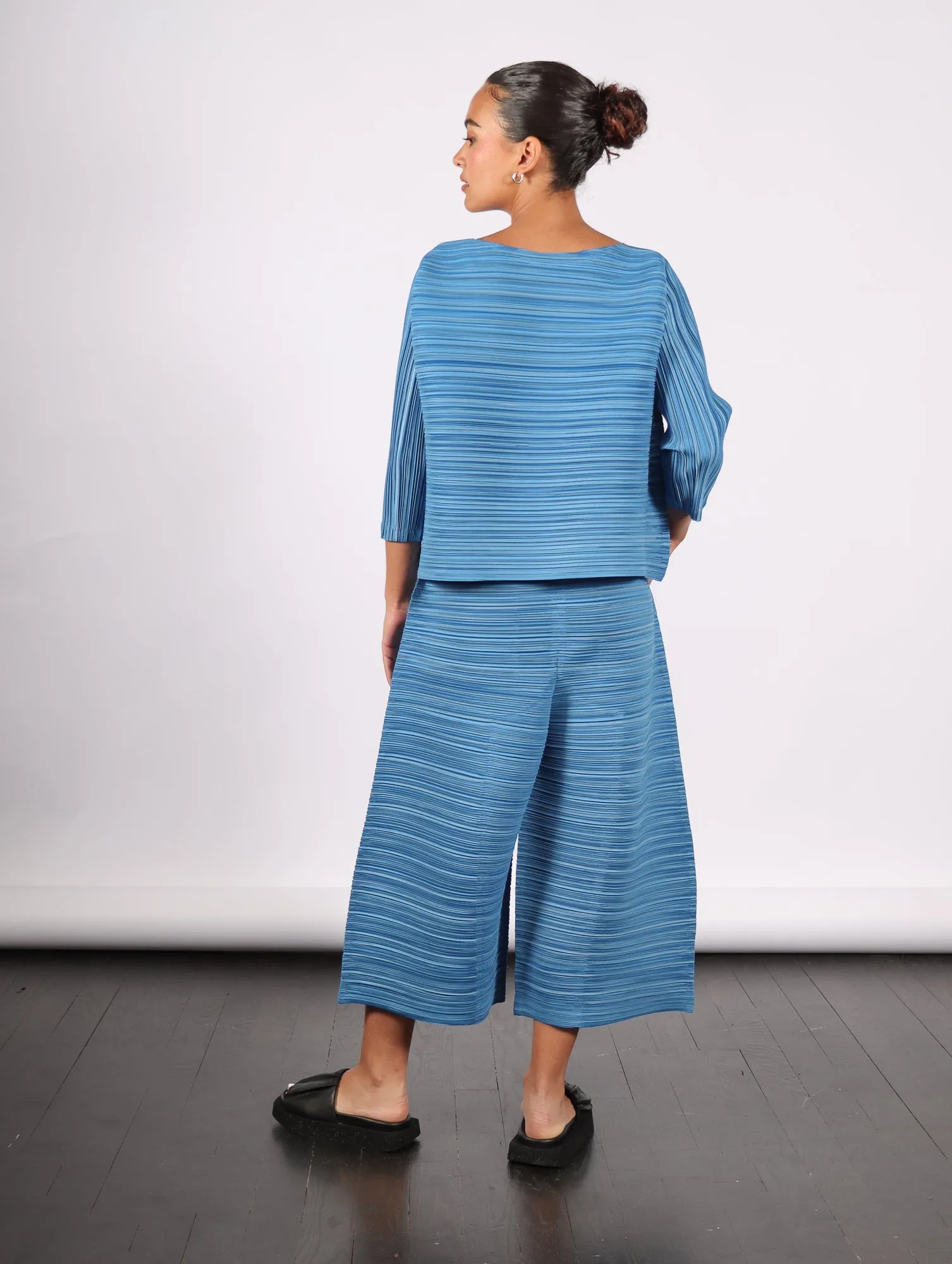 Sheer Bounce Pants in Blue Salt by Pleats Please Issey Miyake